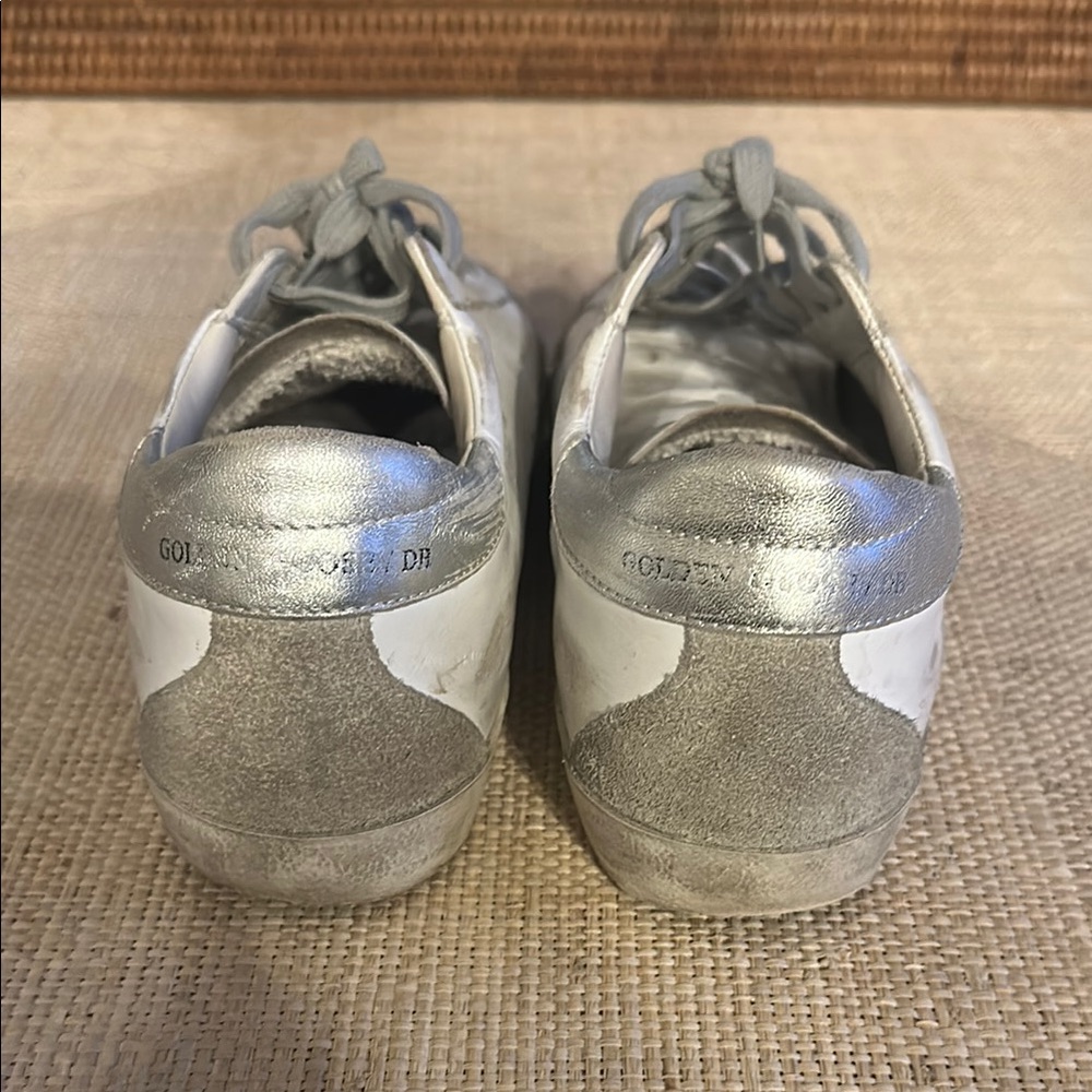 Golden Goose Silver and White Sneakers sz 40 - Picture 4 of 7